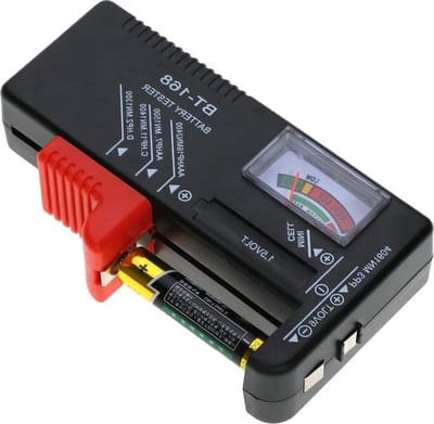 Batterijtester - Laadstatus meter - Batterijen controleren - Voor diverse types - Compact formaat - Zwart