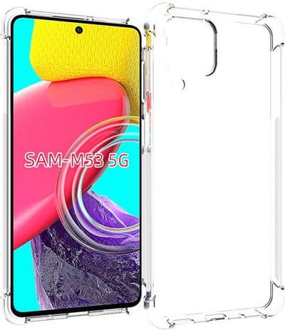 MobyDefend Hoesje - Geschikt voor Samsung Galaxy M53 - Transparante Shockproof TPU Backcover - Verstevigde Hoeken - Volledig Doorzichtig
