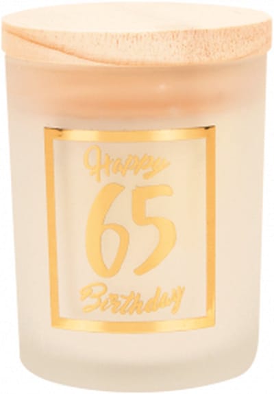 Geurkaars - White/gold - Happy Birthday - 65 jaar - In cadeauverpakking