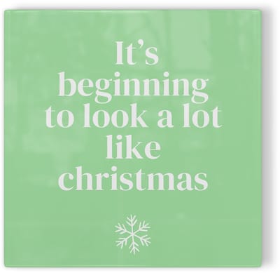 Tegeltje Kerst: it’s beginning to look a lot like Christmas – lichtgroen – kerst tegeltje – tegeltje met tekst