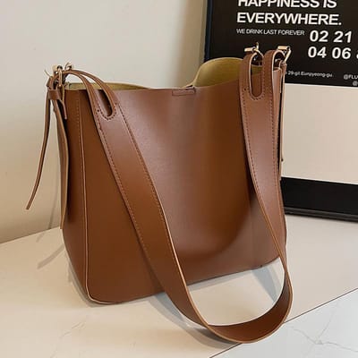Sac Grande Capacité pour Femmes Nouveau Sac Fourre-tout Monobretelle Design de Niche Haut de Gamme Sac Bandoulière Polyvalent Ins brown