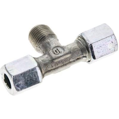 6LL & R1/8'' Verzinkt Stalen T-stuk Snijringkoppeling Buitendraad 100bar ISO 8434-1