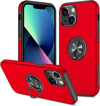 Telefoonhoesje Met Vingerring & Magneet voor Telefoohouders - Hoesje Geschikt voor: iPhone 15 Plus - Anti-drop harde cover - Rood