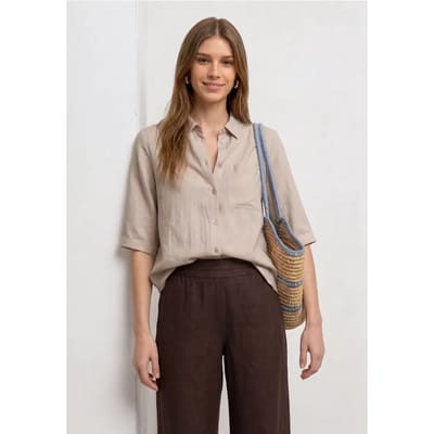 Overhemdblouse met 3/4 mouwen en borstzak