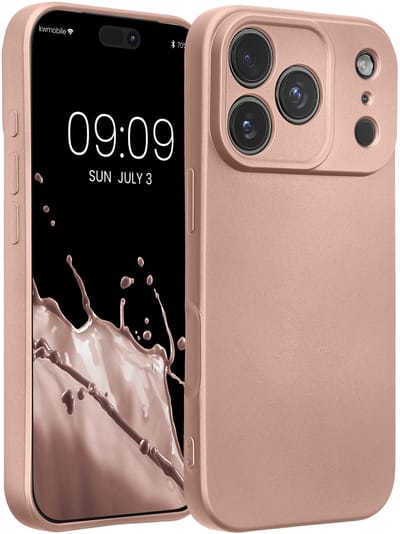 kwmobile metallic telefoonhoesje van TPU - geschikt voor Apple iPhone 18 Pro / iPhone 17 Pro - Flexible case voor smartphone - In metallic roségoud