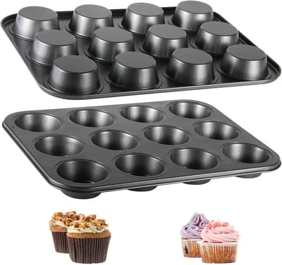 Muffinvormen, anti-aanbakpannen, cupcake-vormen, bakvormen voor cupcakes, brownies, cake, pudding (35,3 x 26,2 x 3 cm)