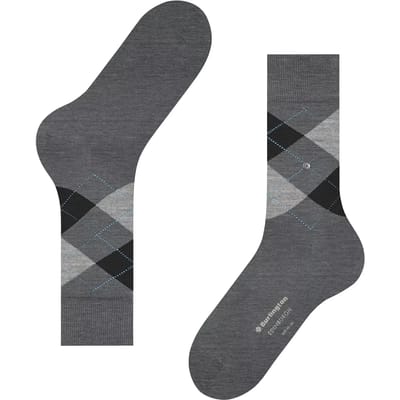 Burlington Edinburgh gedessineerd wol sokken heren grijs - maat 46-50