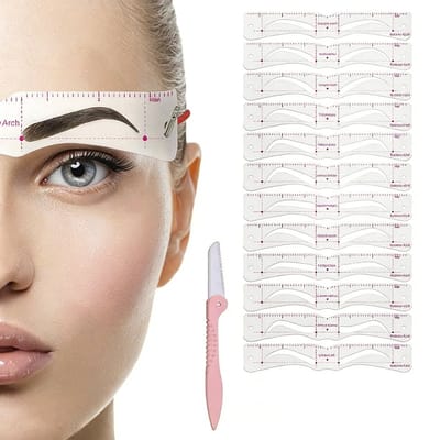 Wenkbrauw Sjabloon Set 24-delig – 24 Universele Vormen – Herbruikbaar – Met Elastische Band – Geschikt voor Beginners en Professionals – Voor Thuis en Onderweg – 1 Set – Transparant