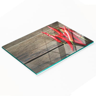 Multifunctionele decoratieve glazen snijplank voor de keuken, chilipepers, 80x52 cm