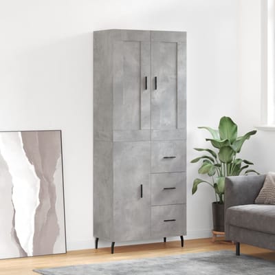 vidaXL - Hoge - kast - 69,5x34x180 - cm - bewerkt - hout - betongrijs