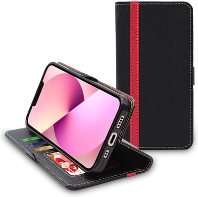 ebestStar - Hoes geschikt voor iPhone 13 mini Apple, Wallet Etui, Book case hoesje, Zwart, Rood