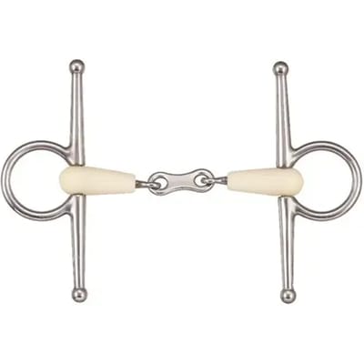 Dubbelgebroken paardenbit + koppeling Soyo Happy mouth