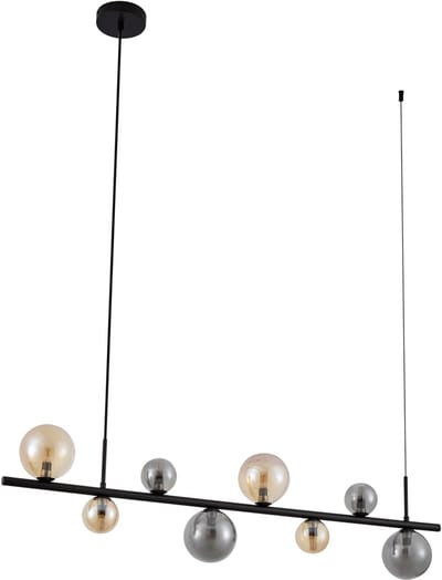 QAZQA monaco - Moderne Dimbare Hanglamp met Dimmer voor boven de eettafel | in eetkamer - 8 lichts - L 110 cm - Zwart -