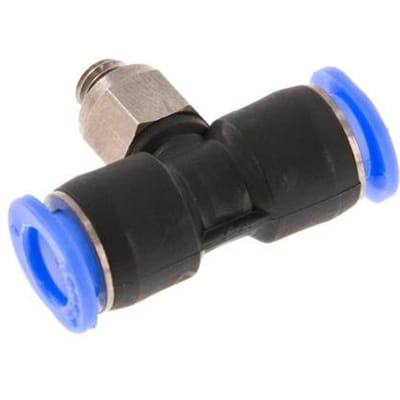 6mm x M 5 inline T-stuk Messing/PBT Insteekfitting Buitendraad Draaibaar Compact Ontwerp NBR [2 Stuks]