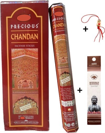 2 Kokers - Wierook - Wierookstokjes - Wierooksticks - Incense sticks - Chandan - 40 stokjes + 5 mini wierookstokjes + Gelukspoppetje