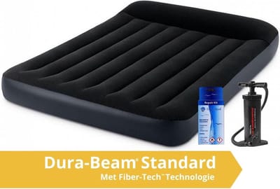 Intex Pillow Rest Classic - Luchtbed - Twijfelaar - Inclusief Ingebouwde Motorpomp en Repairset - 191x137x25 PVC - Donkerblauw