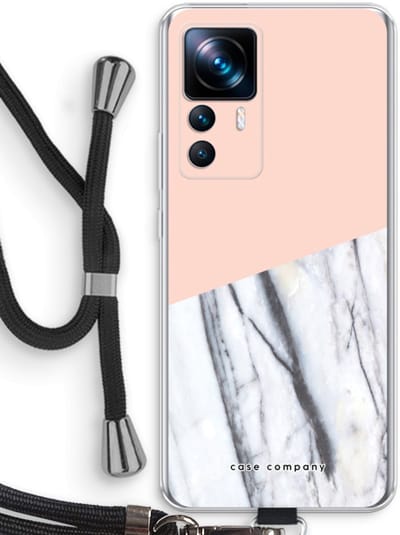 Case Company® - Hoesje met koord geschikt voor Xiaomi 12T hoesje met Koord - A touch of peach - Telefoonhoesje met Zwart Koord - Bescherming aan alle Kanten en Over de Schermrand
