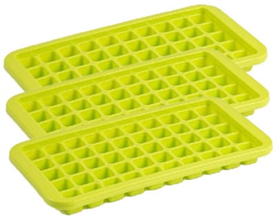 Plasticforte Tray met Cocktail ijsblokjes - 3x stuks - ijsklontjes vormen - 50 vakjes - kunststof - groen