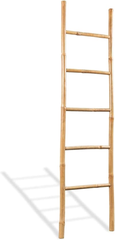 Badkamer Ladder - Handdoekrek Hout - Handdoeken Drogen - 5 Sporten - 150 cm - Bruin
