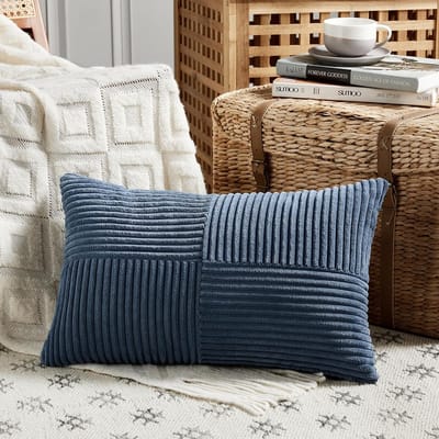 Decoratieve Kussensloop 30x60 cm Denim Blauw Corduroy Kussenhoes voor Bank en Slaapkamer