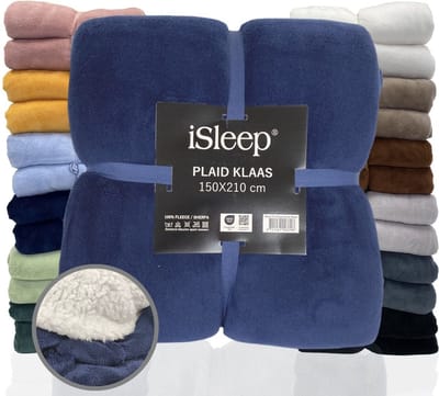 iSleep Plaid Klaas - Heerlijk Zacht - Fleece Deken - Extra Lang - 150x210 cm - Donker Blauw