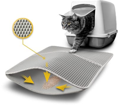 lionto kattenbakmat, duurzaam, pootvriendelijk & dubbel­laags, 61x38 cm grijs