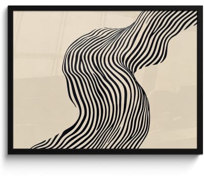 Poster in lijst - Fotolijst 70x50 cm - Posters - Golvend - Lijnen - Abstract - Silhouet - Posterlijst zwart - Decoratie - Wanddecoratie woonkamer - Muurdecoratie slaapkamer