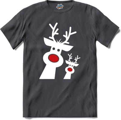 Kerst rendier buddy's - T-Shirt - Dames - Heren - Mouse Grey - Maat XL