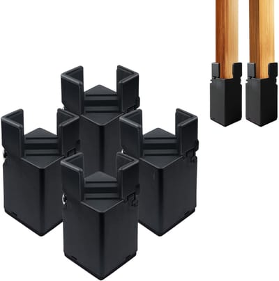 3,1 inch bedverhogers met verstelbare schroefklem - Hoogwaardig plastic - 4 stuks meubelverhogers voor bed, bureau, bank, tafel, geschikt voor meubeldikte 0,39-1,96", ondersteunt 5000 pond, zwart