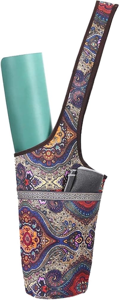 Yogamat Tas - Sport Accessoires - Yoga Fitness - Uniek Ontwerp - 88 cm Hoogte - Blauw Cashew