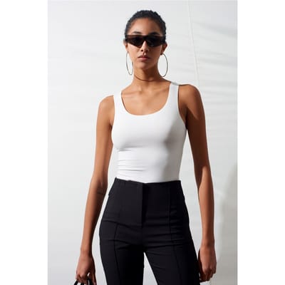 Aansluitend Mouwloze Katoenmix Cami Blouse