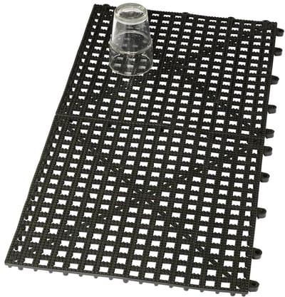 Afdruipmat, Rubberen afvoermat heavy-duty - 31,5 x 31,5 cm steekbaar, zwart - verpakking van 2