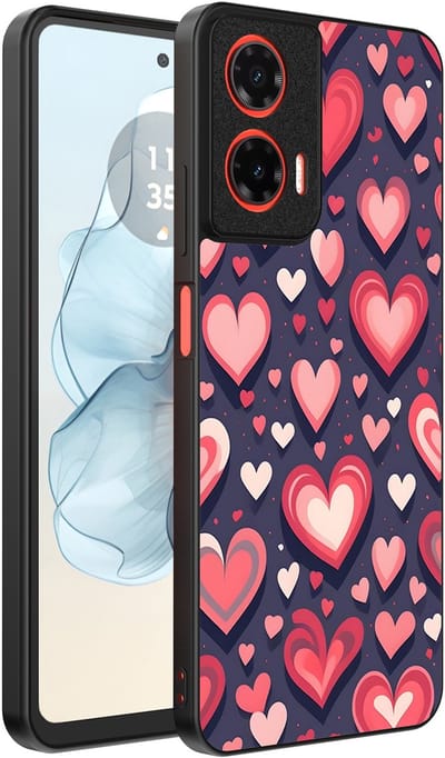 Smartphonica Telefoonhoesje Geschikt voor Motorola Moto G04 - G24 - G24 Power - E14 met Hartjes Opdruk - TPU Backcover Case With Heart Design