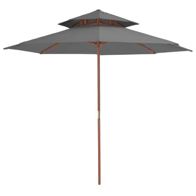 vidaXL - Parasol - dubbeldekker - met - houten - paal - 270 - cm - antraciet