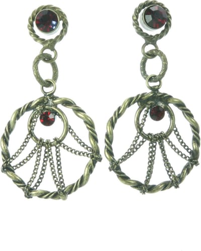Behave - Oorsteker met ronde hanger en steentjes - Bohemian stijl
