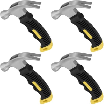 BRENZOOS- Mini Hamer 4 Stuks - Klauwhamer 8 oz - Koolstofstaal - Antislip Handvat - 16,5 cm - Dubbele Slagkoppen