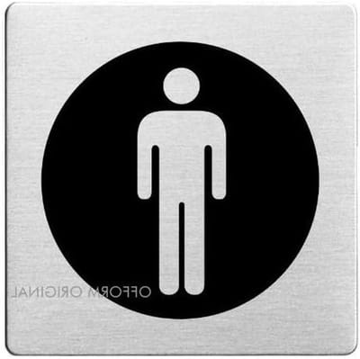 Toilet Bord - Herentoilet Aanduiding - Deur Markeren - Zelfklevend Roestvrij - 85x85 mm - Zilver