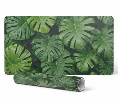 Vinyl beschermmat voor op de werkplek met Monstera-bladeren, 90x45 cm
