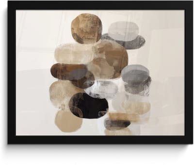 Poster in lijst - Fotolijst 40x30 cm - Posters - Ovaal - Kleurvlakken - Penseelstreken - Posterlijst zwart - Decoratie - Wanddecoratie woonkamer - Muurdecoratie slaapkamer