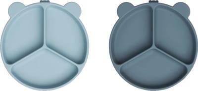 Liewood Stacy Zuignap Vakjesbord - 2 Stuks - Sea Blue / Whale Blue