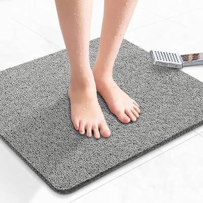 Titel: Antislip Luffa Douchemat met Drainagegaten - Zacht en Comfortabel - Grijs 60 x 60 cm