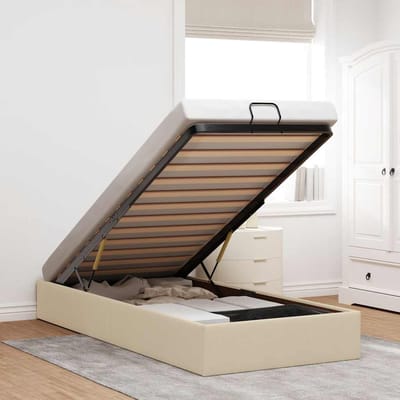 vidaXL - Bedframe - zonder - matras - 80x200 - cm - stof - crèmekleurig