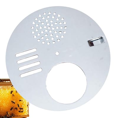 Bijenkorf Ingangsschijf - Roestvrijstaal Poort - Imkerij Koloniebeheer - Gereedschapsloos Systeem - 12.5 cm Diameter - Zilver