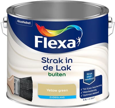 Flexa - Strak In De Lak Buitenlak Zijdeglans - Yellow Green - Mengverf - 2,5 L
