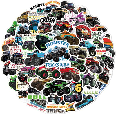 Monstertruck Stickers - Set van 50 stoere stickers voor laptop, auto, muur, broodtrommel etc. Leuk voor volwassenen en kinderen.
