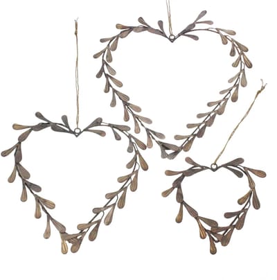 Hart met blaadjes s/3 36x36/28x28/18x18cm