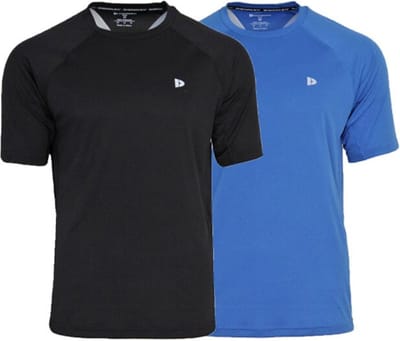 2-Pack Donnay - Sport T-shirt (André) - Multi Sportshirt - Heren - Black/True blue (535) - maat S