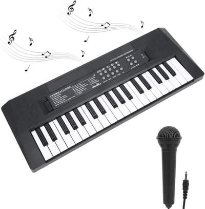 JeiibrZui Elektronisch Keyboard - Piano Met Microfoon - 37 Toetsen Muzikale Ontwikkeling Voor Kinderen - 1 Stuk - Zwart En Wit