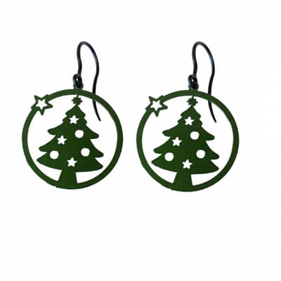 Allergievrij oorbellen Kerstboom groen-Charme Bijoux