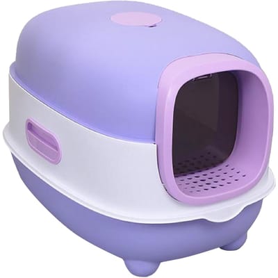 Bac à litière fermé pour chat extra large, résistant aux éclaboussures, contrôle des odeurs, bac à litière fermé pour chat, boîte de toilette pour chat pour white
